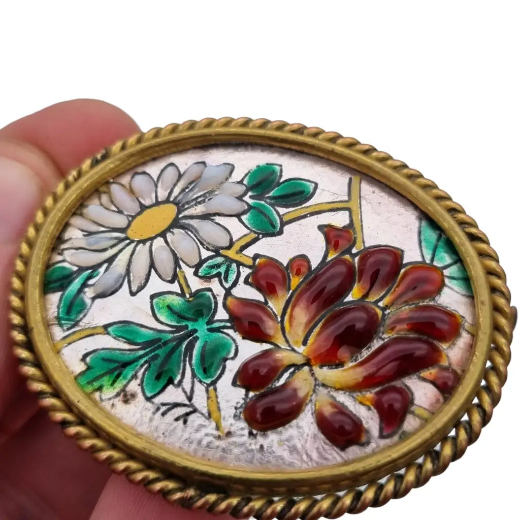 Broche de flor esmalte antiguo para mujer r burdairon paris.