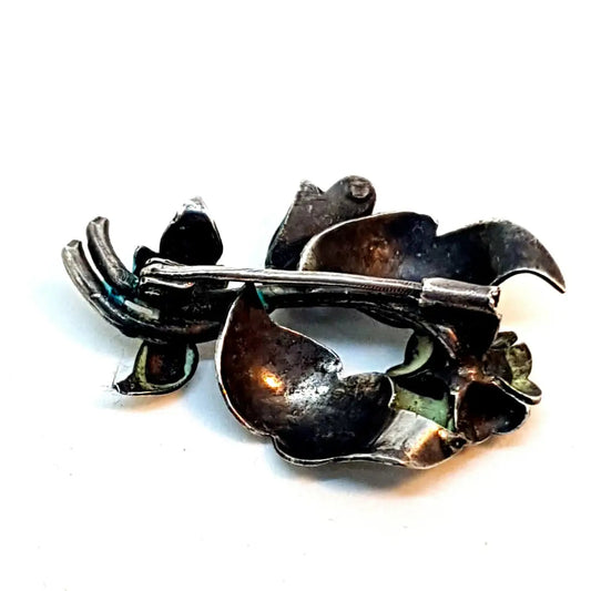 Broche de coral bonito broche plata y oro. Ramo flores. Circa 1940.