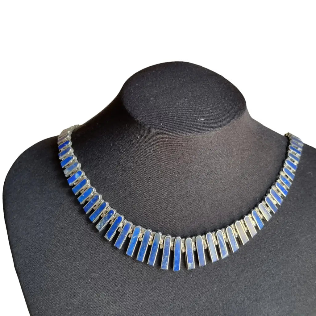 Gargantilla lapislázuli cleopatra flecos articulados plata de ley 925,