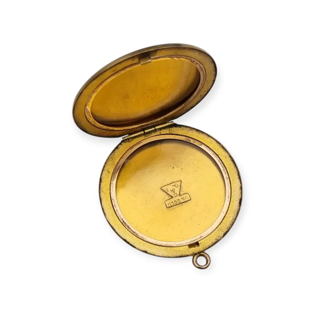 Guardapelo antiguo Art Nouveau dorado 1/4 de oro CQ&R joya sentimental circa