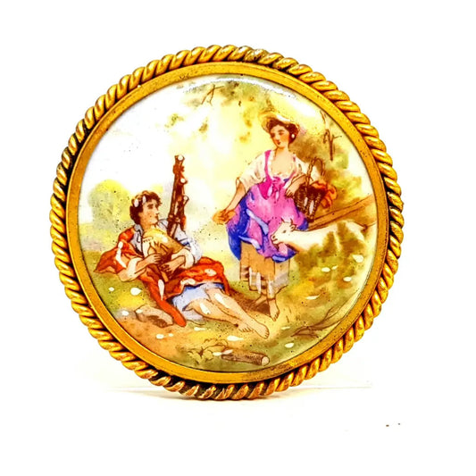 Broche Vintage/Broche de Limoges/Broche Francés. porcelana Limoges.