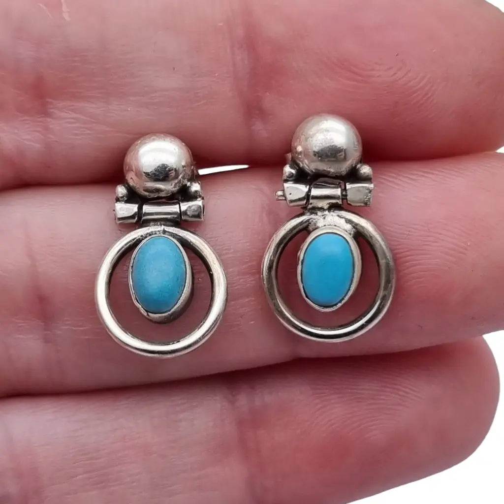 Pendientes azules para mujer nos plata de ley 925 azul turquesa estilo boho.