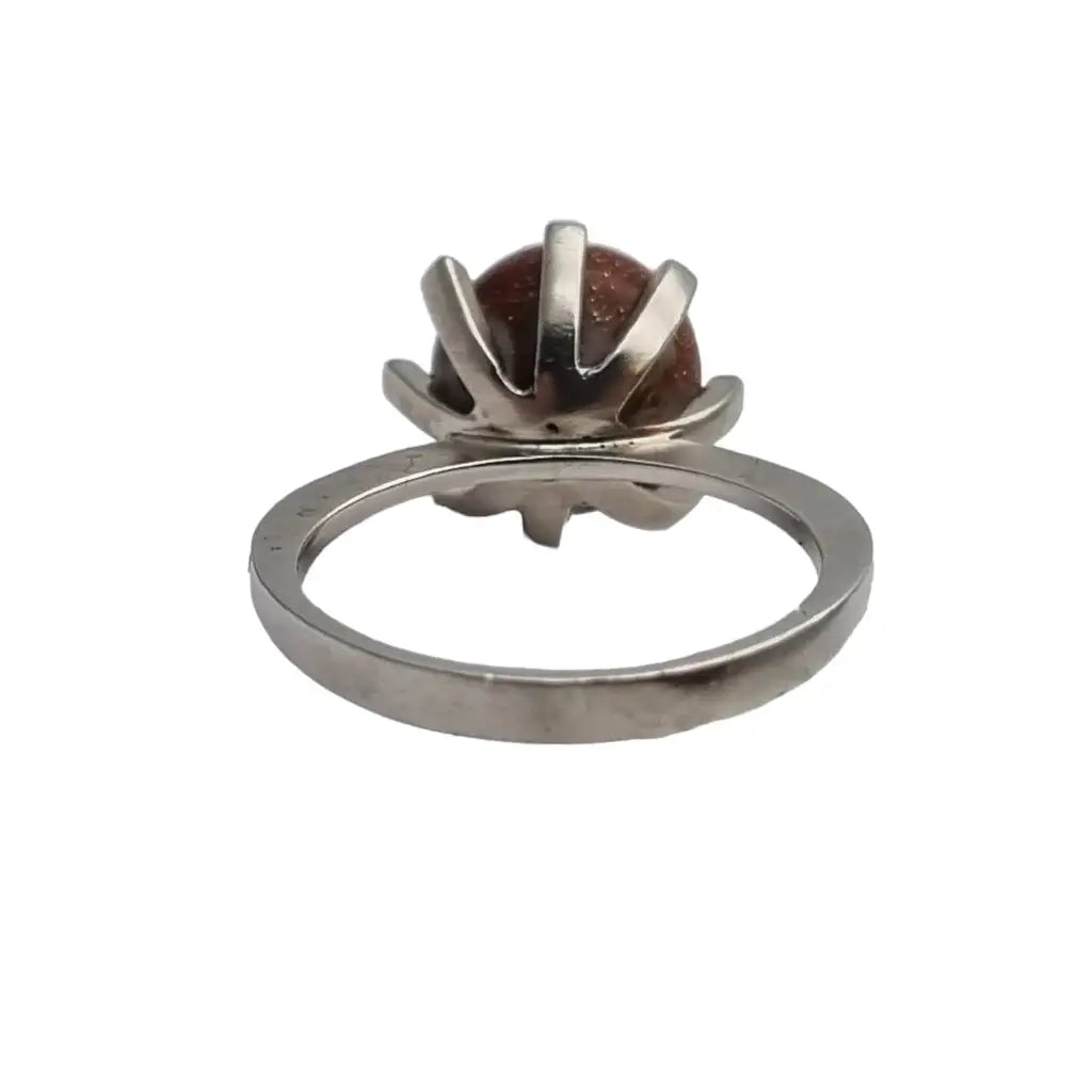 Anillo de aventurina en plata ley 925 piedra marrón luminosa.