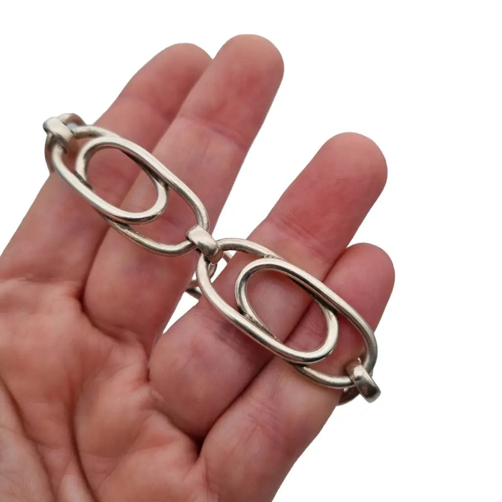 Pulsera de cadena eslabones plata maciza regalos vintage.