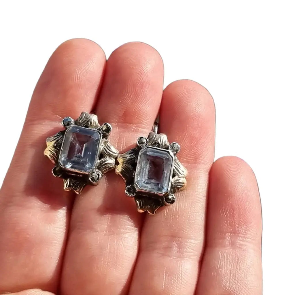 Pendiente azul art deco pendientes de plata vintage deco.