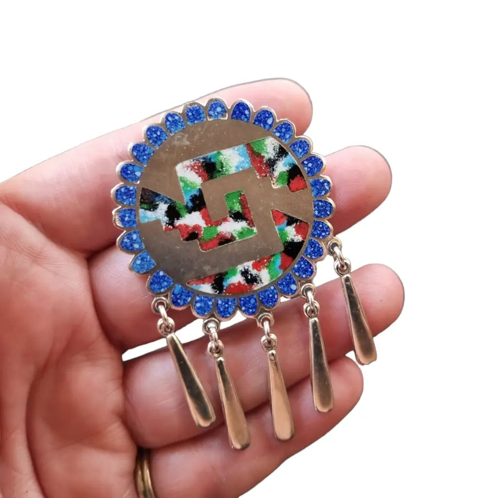 Vintage made in mexico colgante con multipiedras plata 925 broche de plata.
