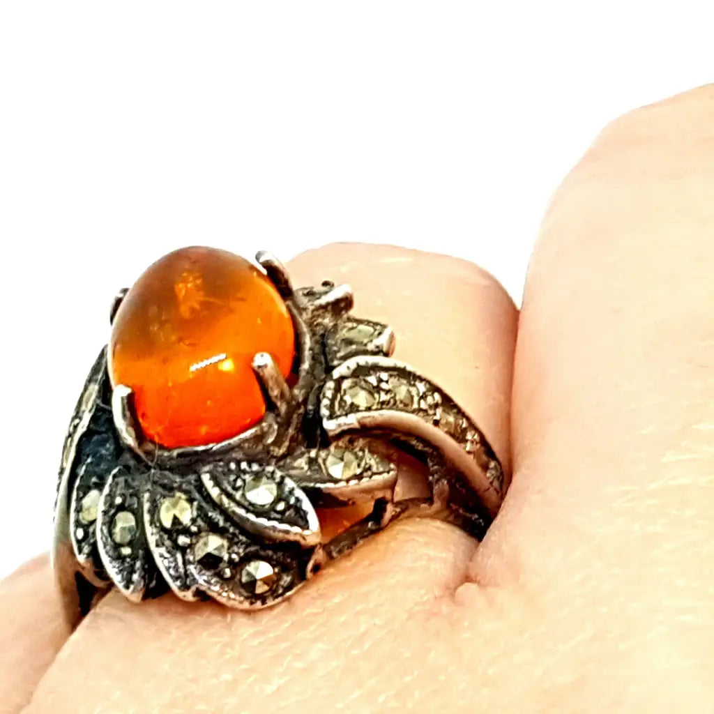 Anillo de plata art nouveau. Circa 1970. Talla 9 USA. Joyería antigua y vintage.