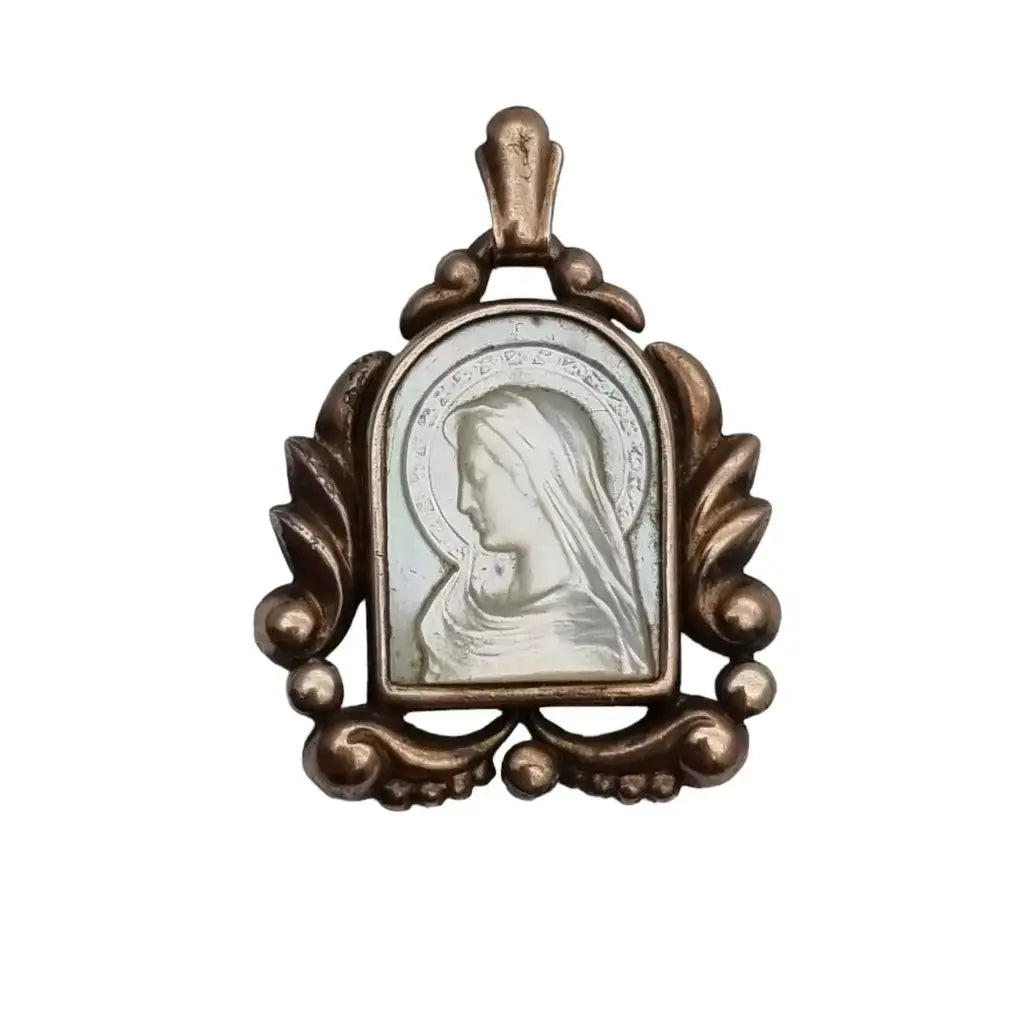 Medallas y colgantes religiosos art déco antiguos joyas de plata oro.