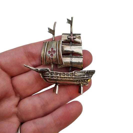 Miniatura de antiguo barco español figura colección vintage la pinta.