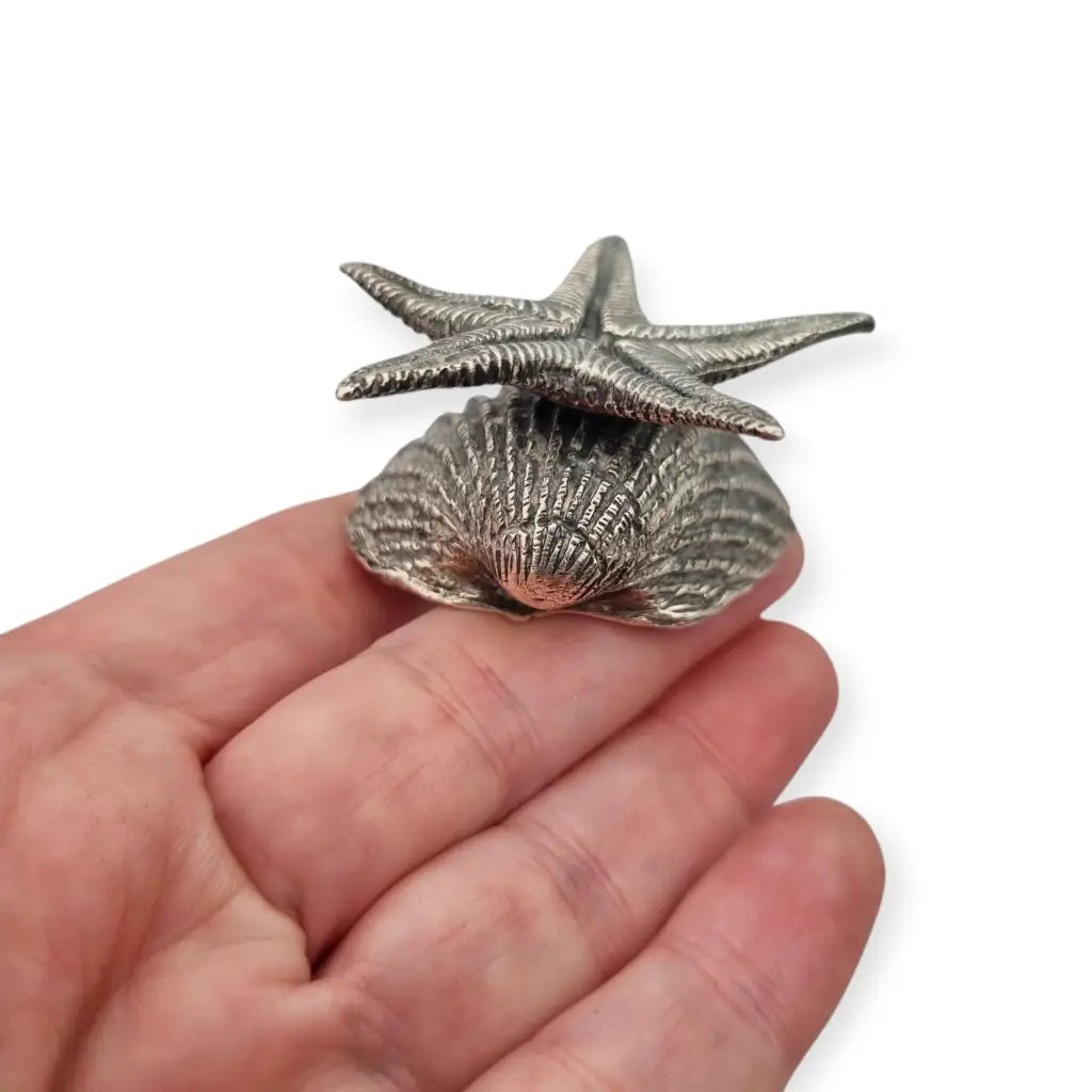 Objeto de vitrina plata 925 concha y estrella mar diseño marino