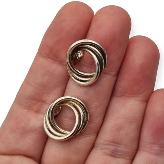Pendientes aros entrelazados de plata 925 joyeria vintage. - LaBizarreSusu