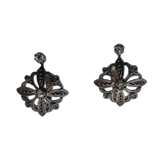 Pendientes de plata victoriana para mujer ley 925 piedras blancas.