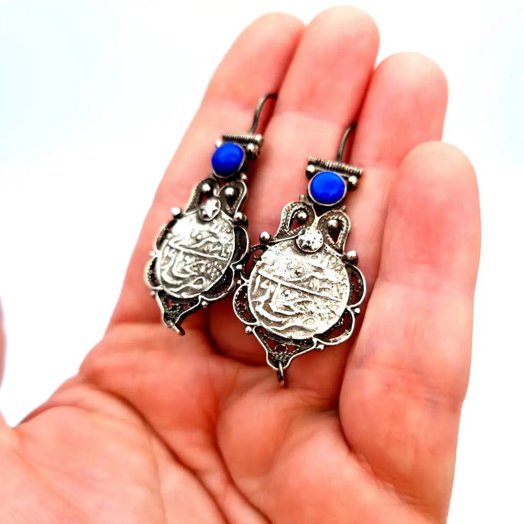 Pendientes de plata vintage pendientes lapislázuli regalos vintage.