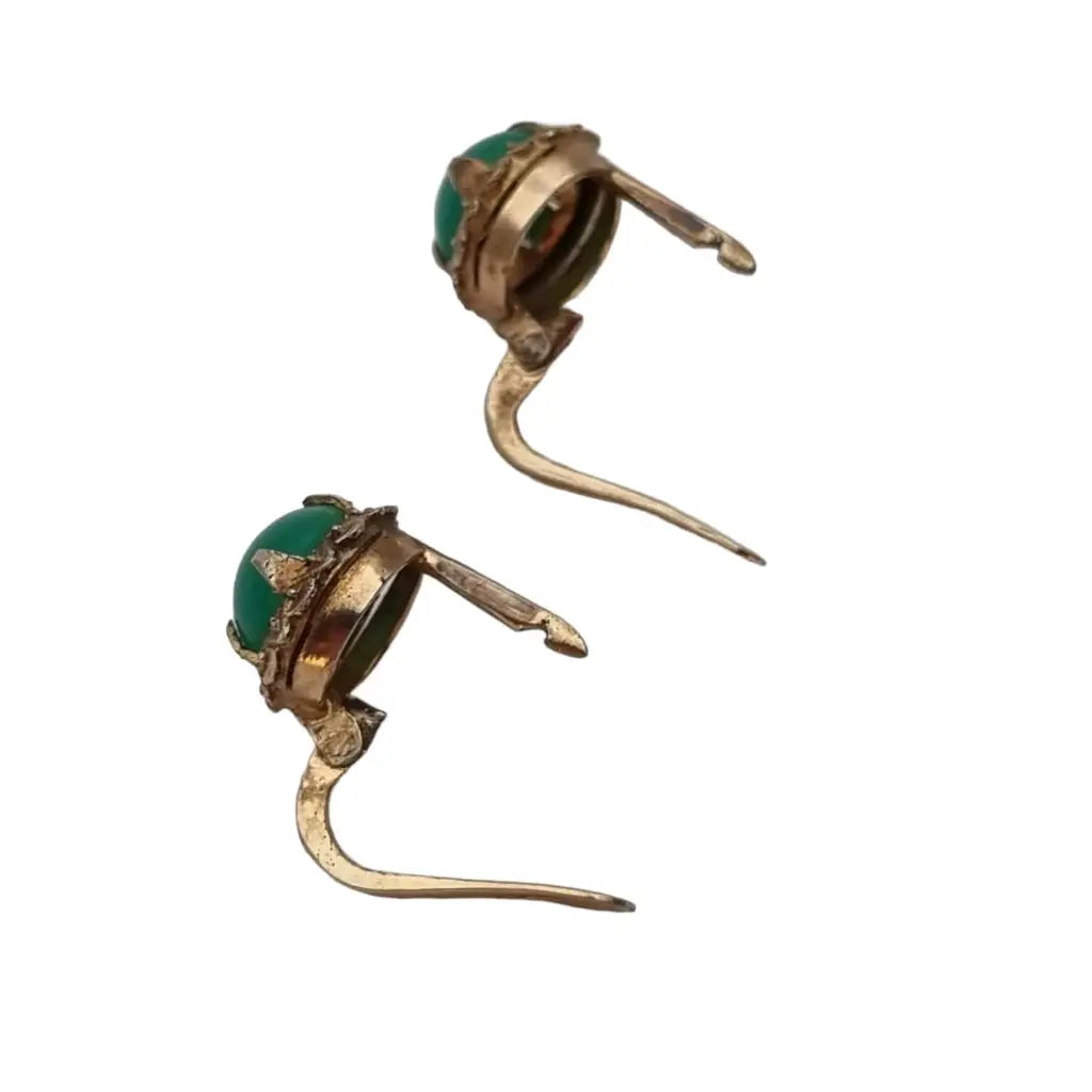 Pendientes dorados victorianos pendientes verdes redondos antiguos regalos.