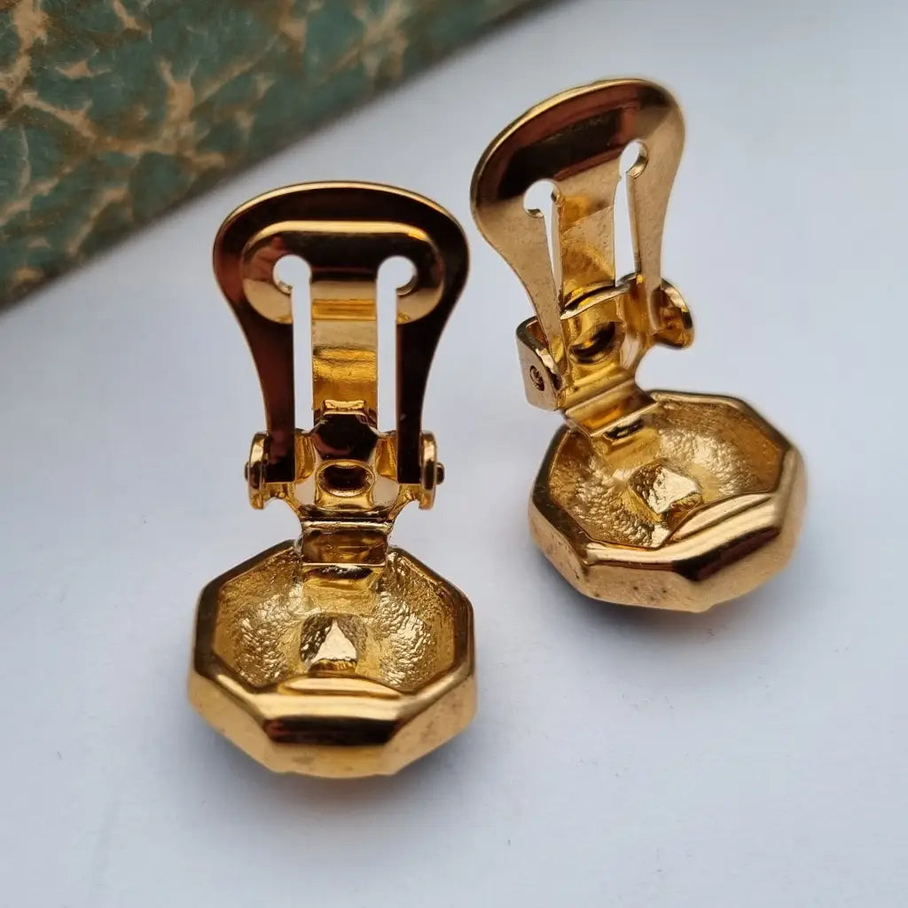 Pendientes de joyería dorada NOS para mujer pendientes vintage clip negros