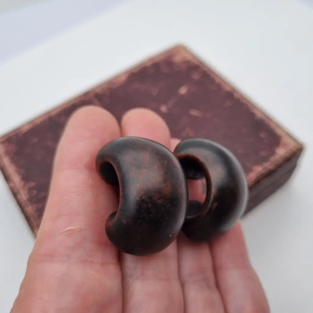 Pendientes de medio aro voluminosos con aspecto madera pendientes vintage