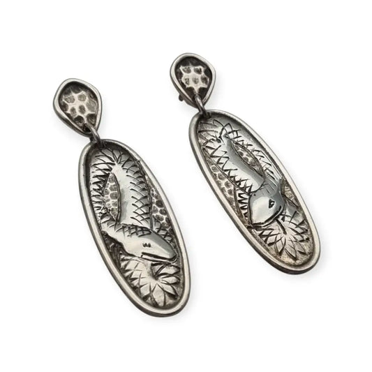 Pendientes retro boho colgantes de serpientes en plata estilo vintage