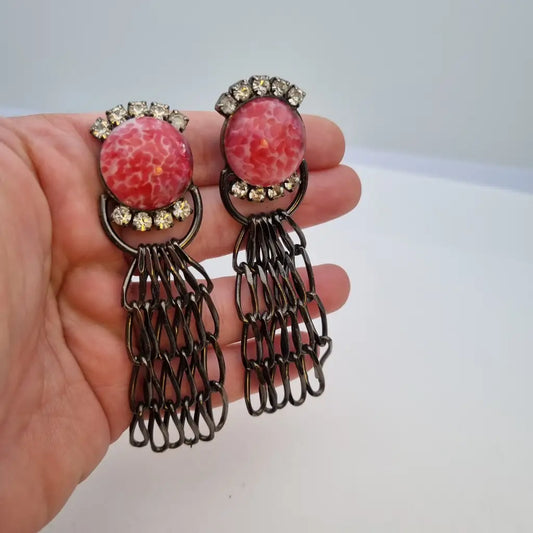 Pendientes rosas vintage pendientes colgantes grandes
