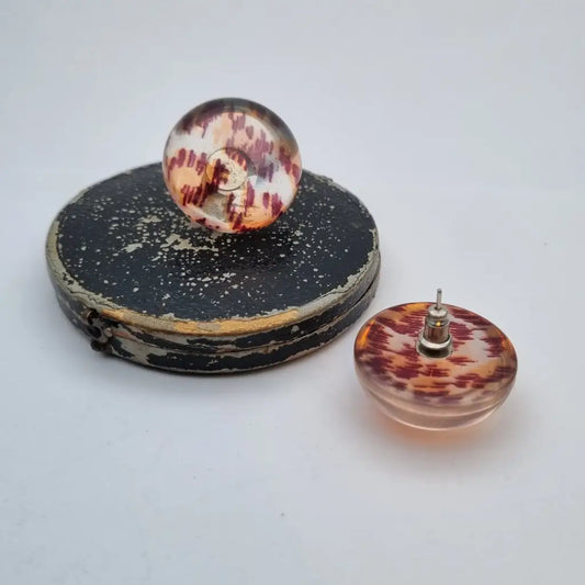 Pendientes vintage de plástico pendientes botón años 60. Joyería vintage.