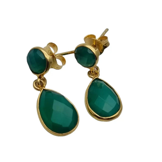 Pendientes de ónix verde pendientes oro colgantes boho