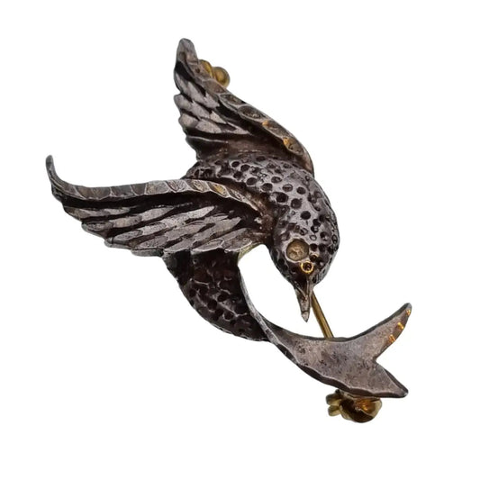 Broche de plata pájaro pasador broche regalo amante