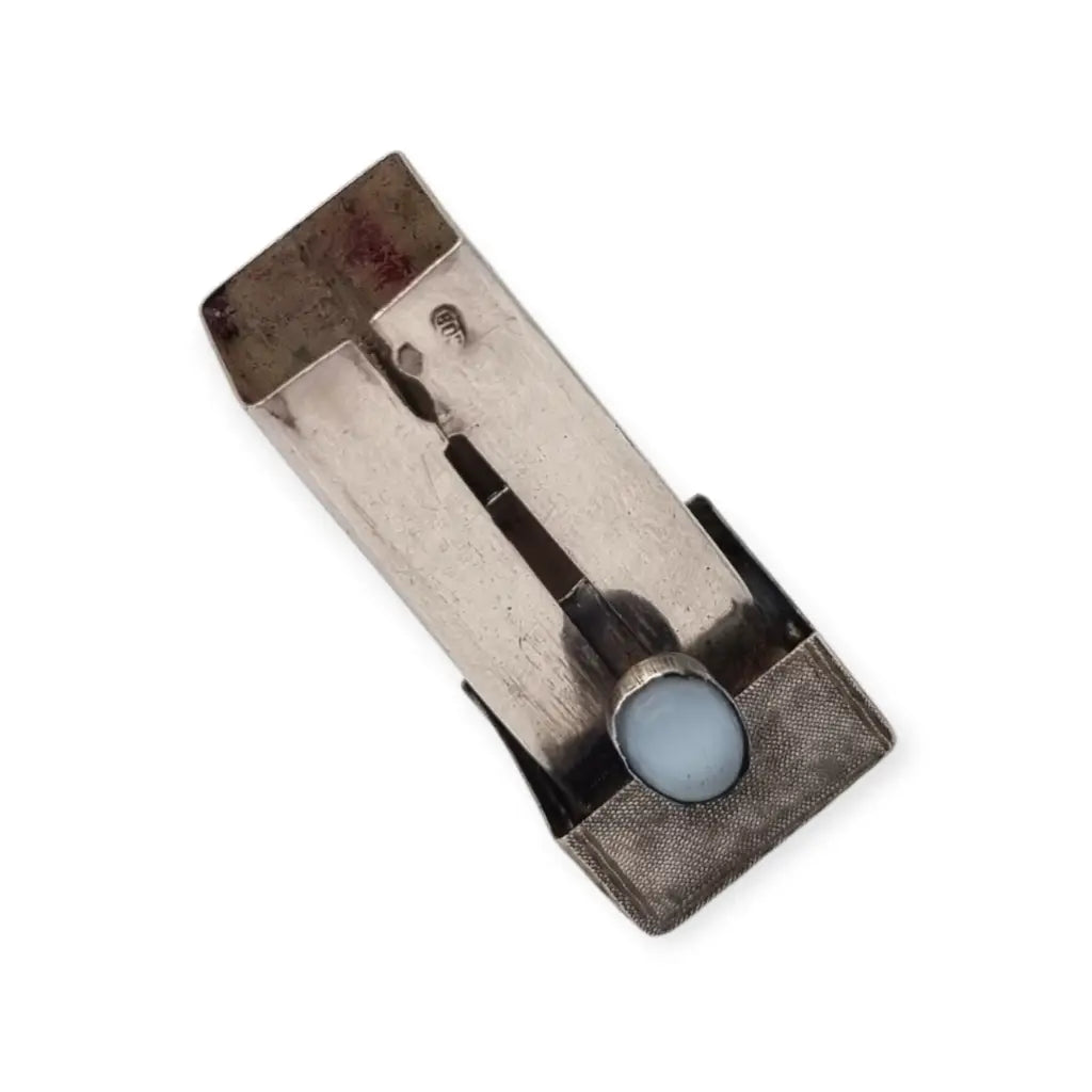 Pintalabios italiano en plata 800 con piedra azul claro diseño grabado Circa