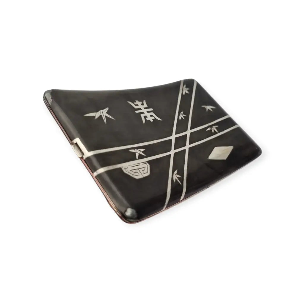 Pitillera china Art Déco de exportación en plata y esmalte circa 1940 una pieza