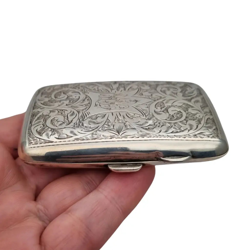 Pitillera inglesa de plata grabada J. Collyer Ltd Birmingham 1938 monograma