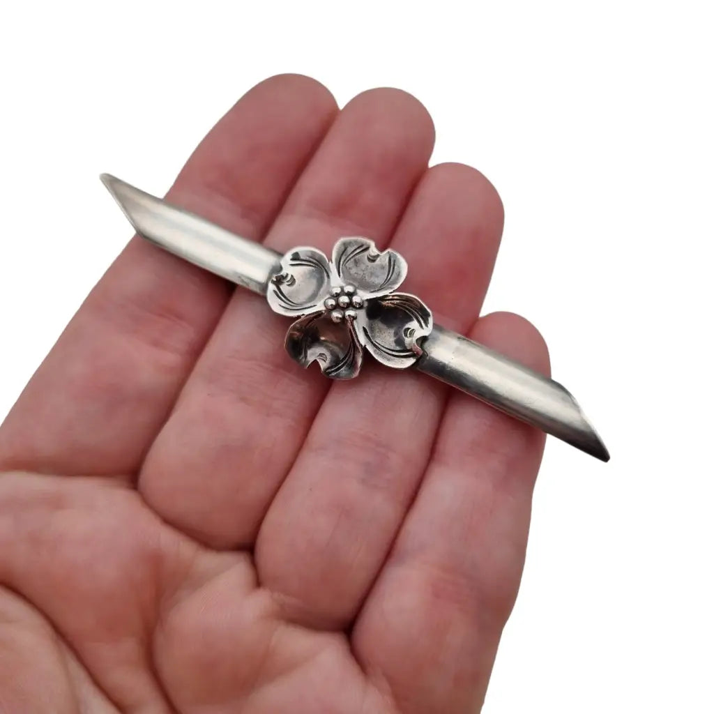 Nye sterling pat. 206696 broche de flor calabaza firmado stuary nye.