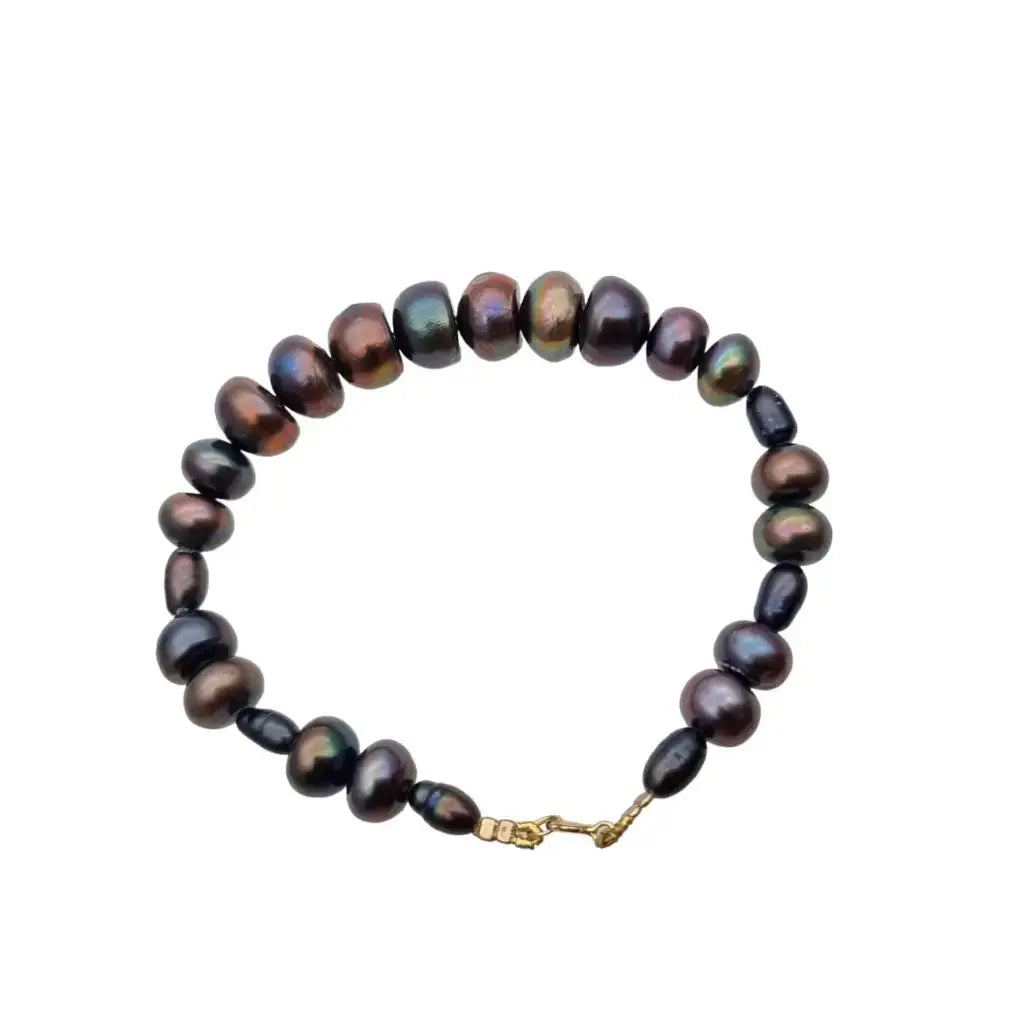 Pulsera de perlas negras y cierre oro 18k gafas vintage los años 80.