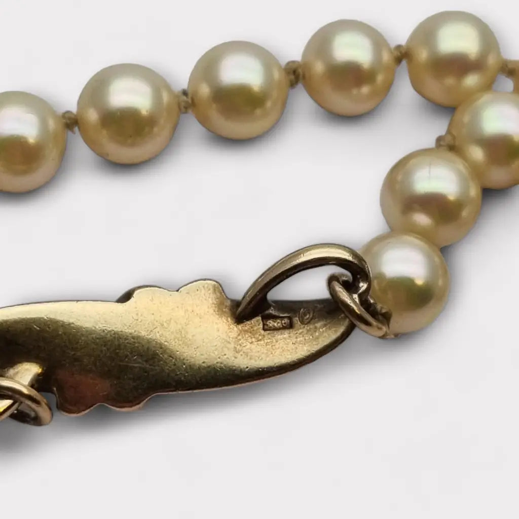 Pulsera vintage de perlas Majorica con cierre plata 925 bañada en oro