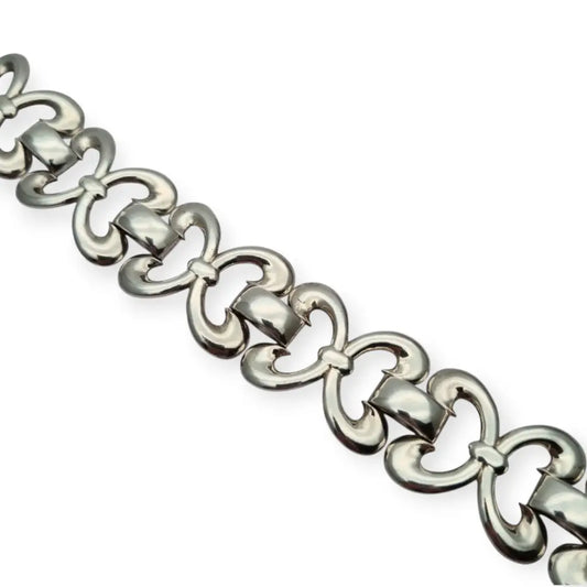 Pulsera vintage en plata 925 con eslabones articulados forma de lazo