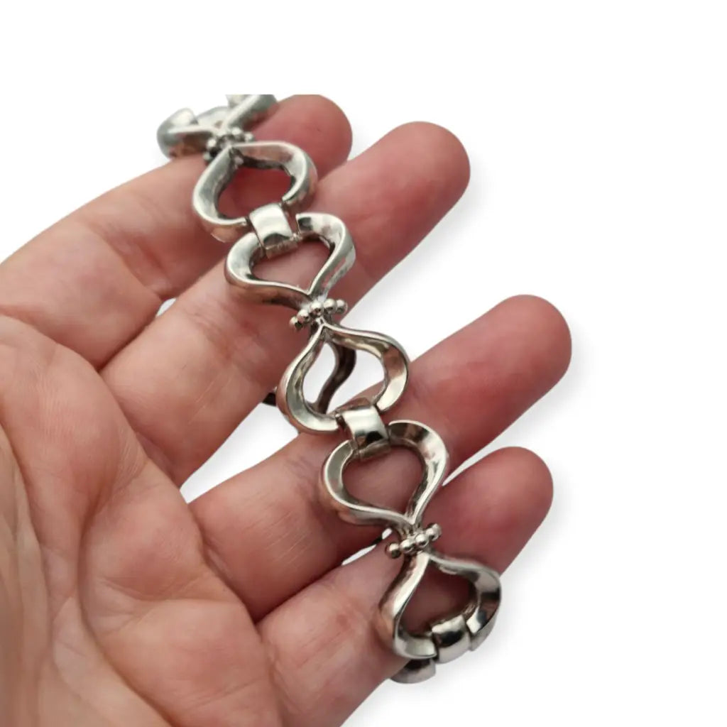 Pulsera vintage de plata 925 con sello estrella y diseño eslabones