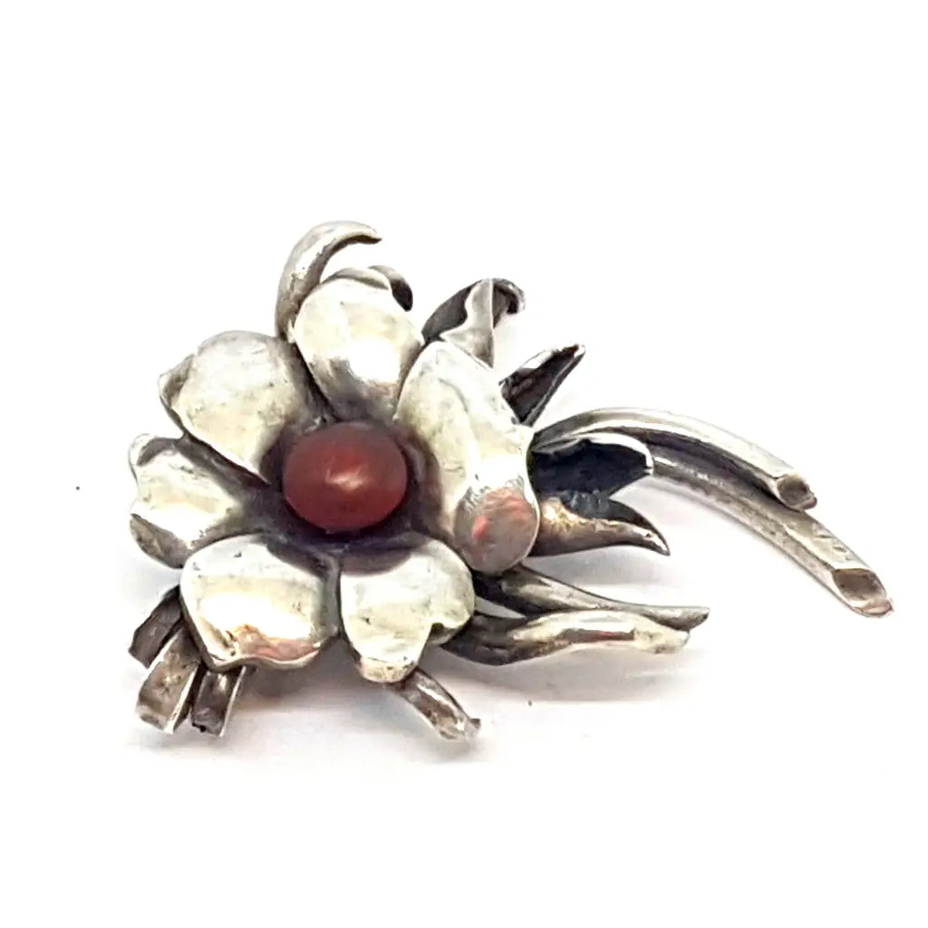 Ramo de flores broche plata circa 1960. original joyería antigua.