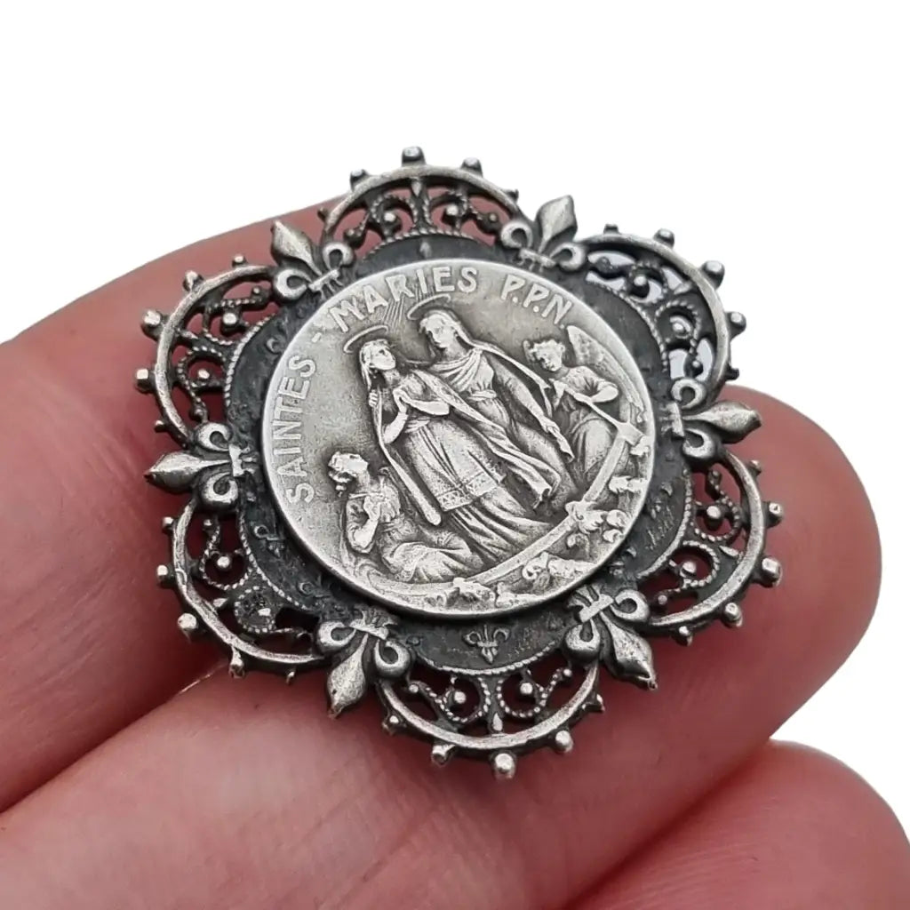 Broche de la virgen maría joyería religiosa francesa regalos para mujeres.