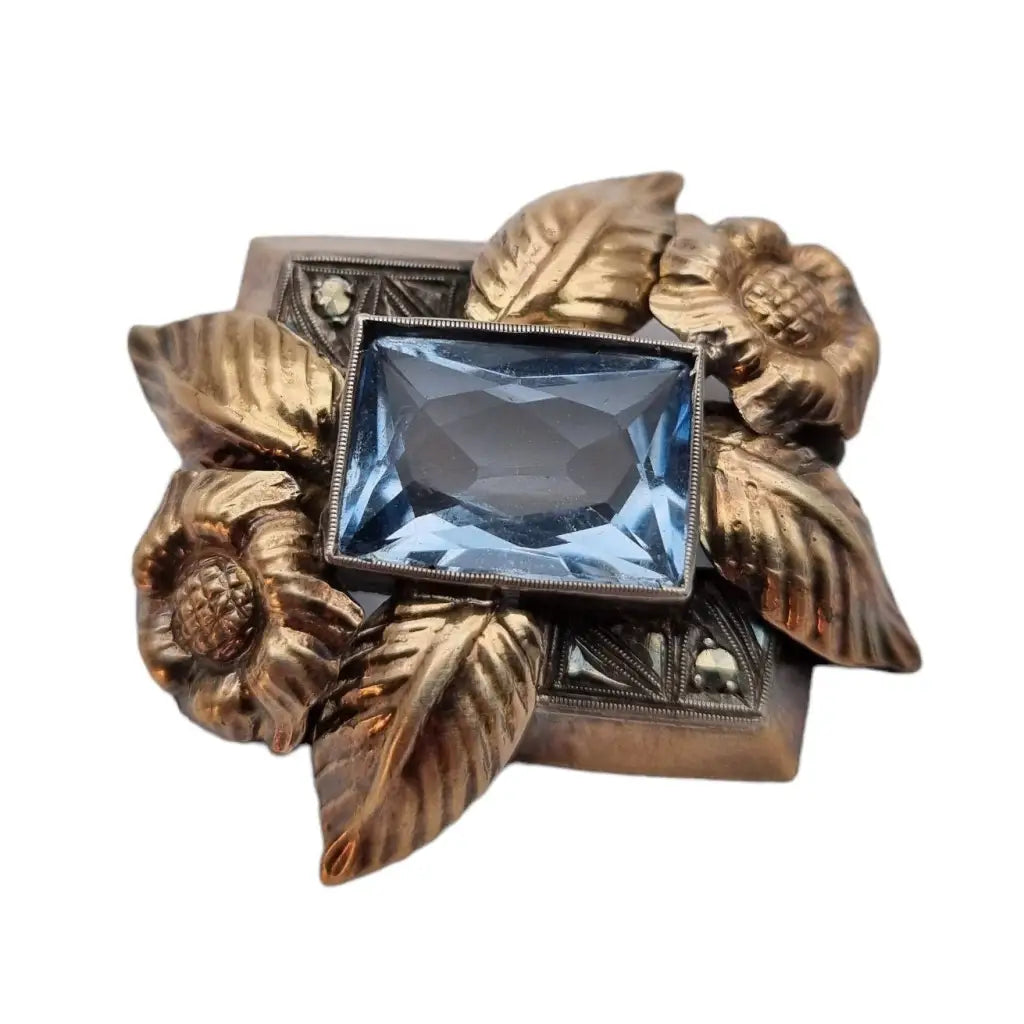 Broche art deco vintage boda de joyería azul regalo para la novia.