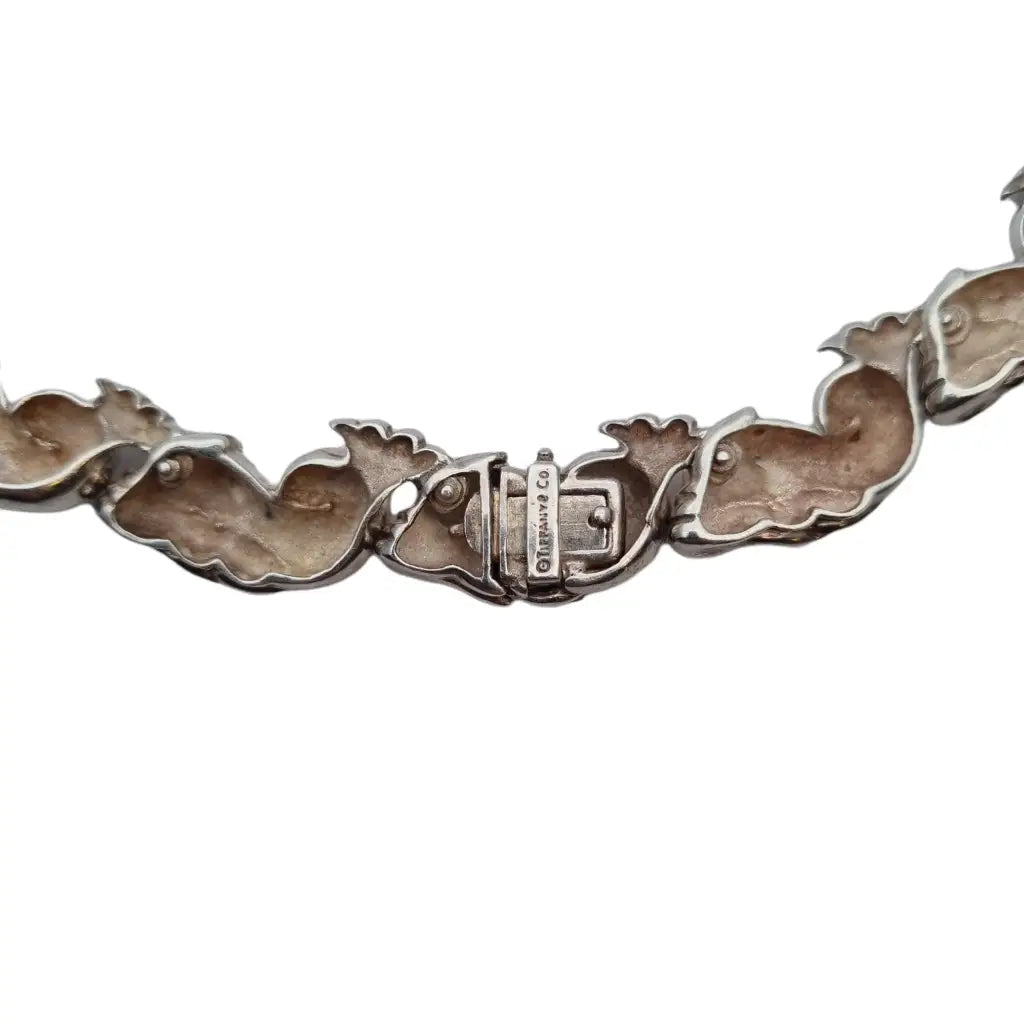 Collar tiffanys and co joyería de peces raros gargantilla plata esterlina.