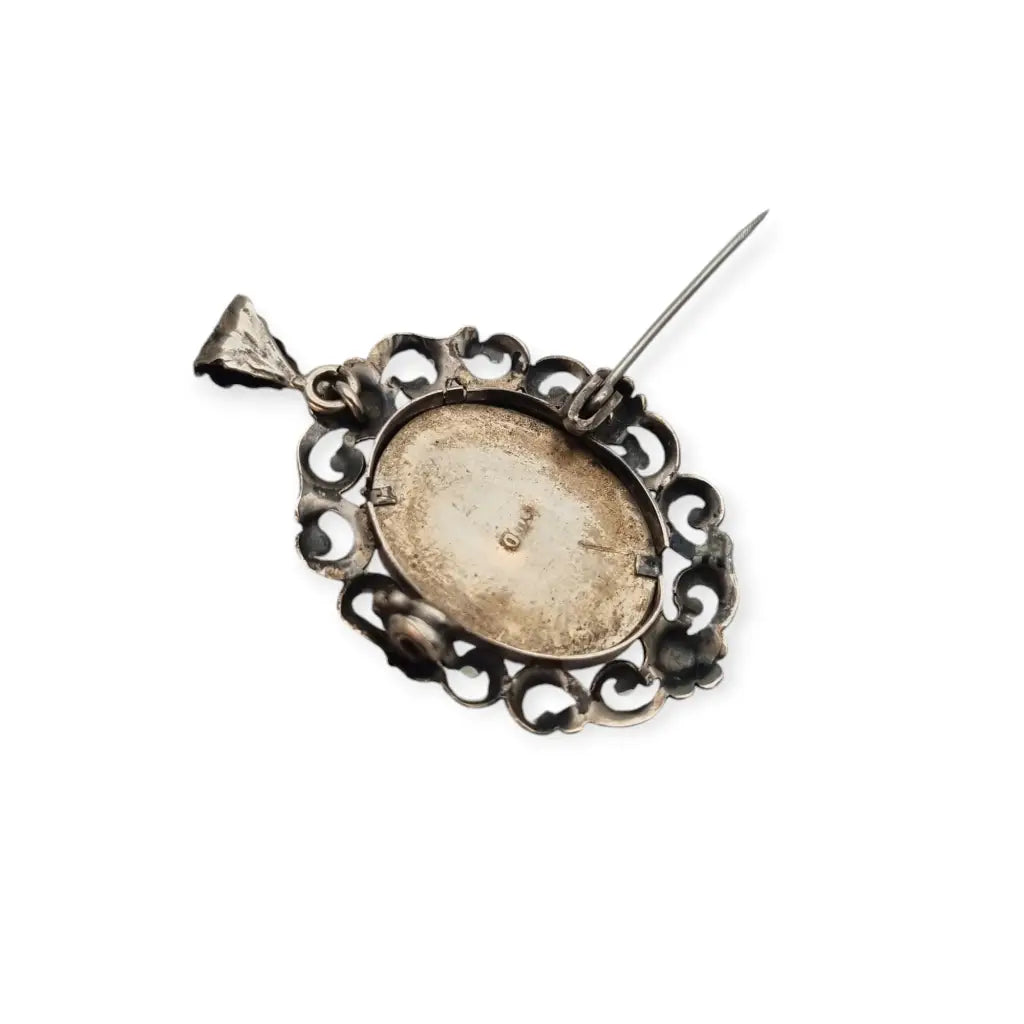 Colgante de plata 800 miniatura virgen joya religiosa italiana siglo xx.
