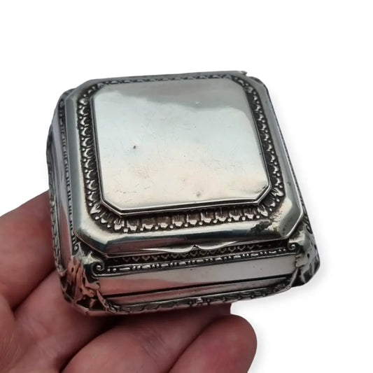 Caja antigua plata 800 presentación de joyas regalo compromiso modernista.