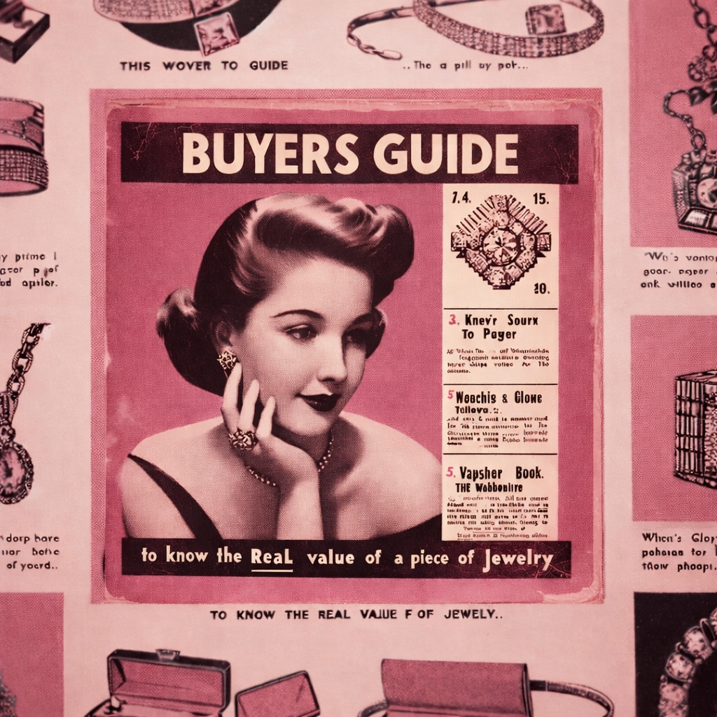 Anuncio antiguo de una guía para la búsqueda de joyas antiguas