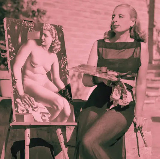 Imagen de Tamara de Lempicka pintando un cuadro
