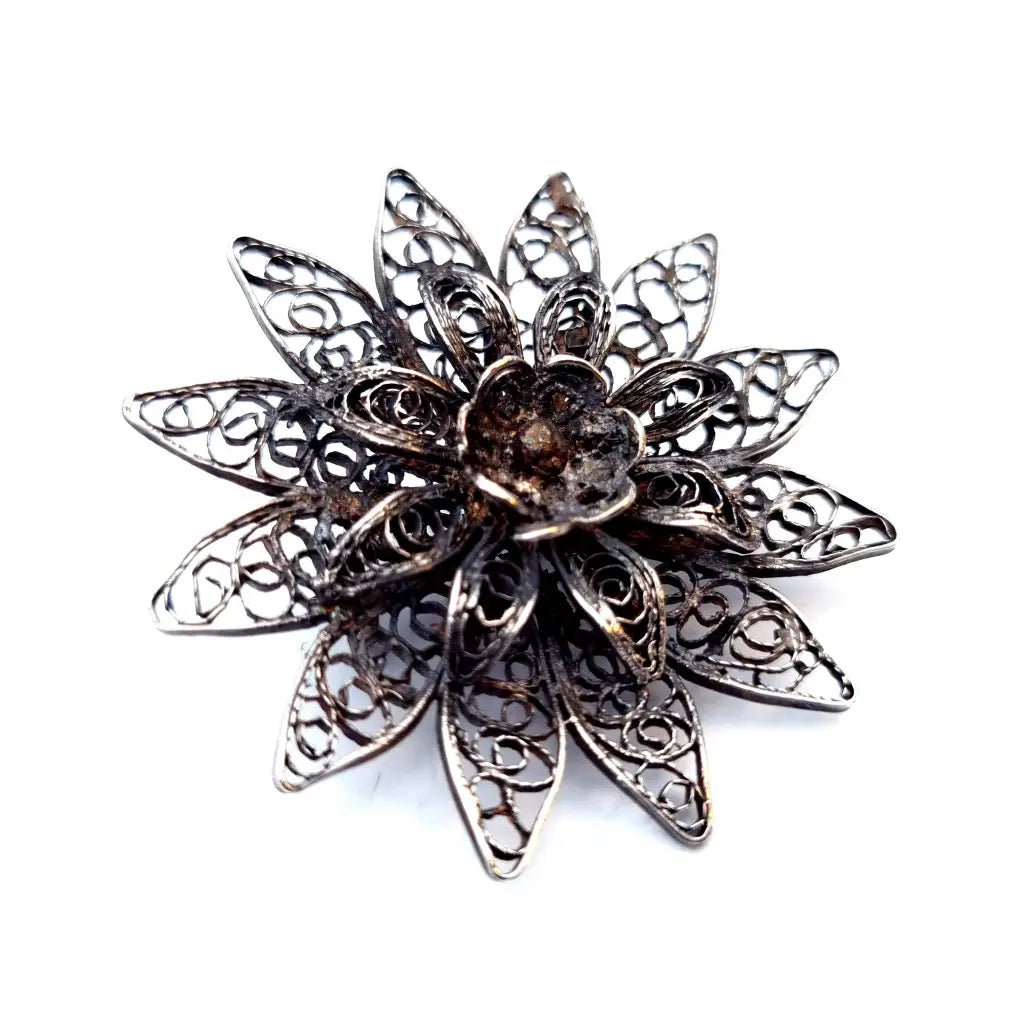 Estrella de filigrana plata. Broche Circa 1960. Joyas