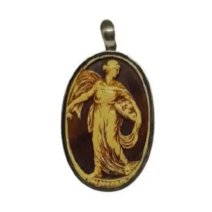 Camafeo Art Nouveau de la escena romana Medalla modernista plata alrededor