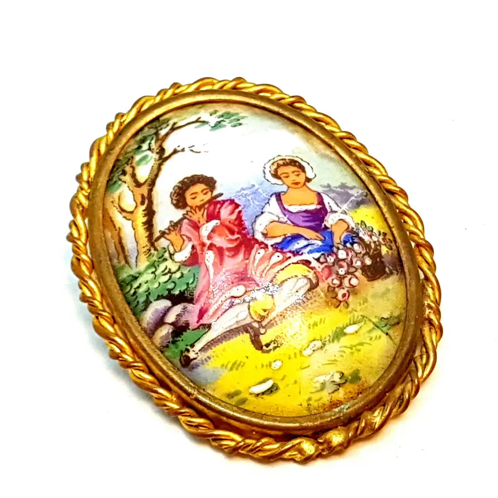 Broche de Limoges vintage pin francés porcelana Francia