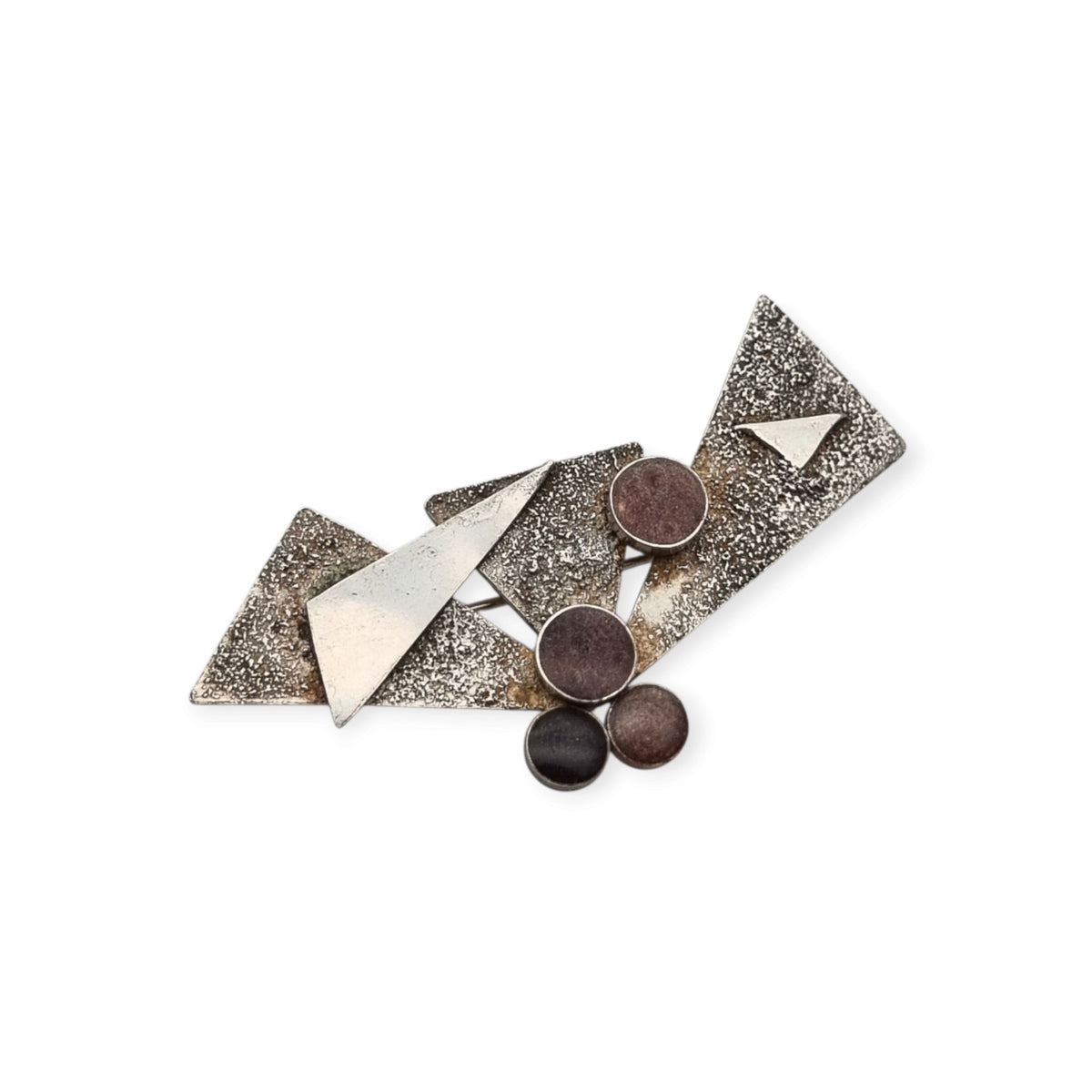 Broche vintage en plata sterling de modernismo geométrico, segunda mitad del siglo XX