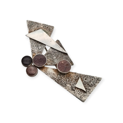 Broche vintage en plata sterling de modernismo geométrico, segunda mitad del siglo XX