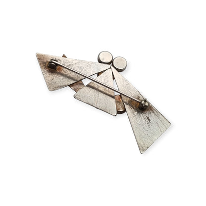 Broche vintage en plata sterling de modernismo geométrico, segunda mitad del siglo XX