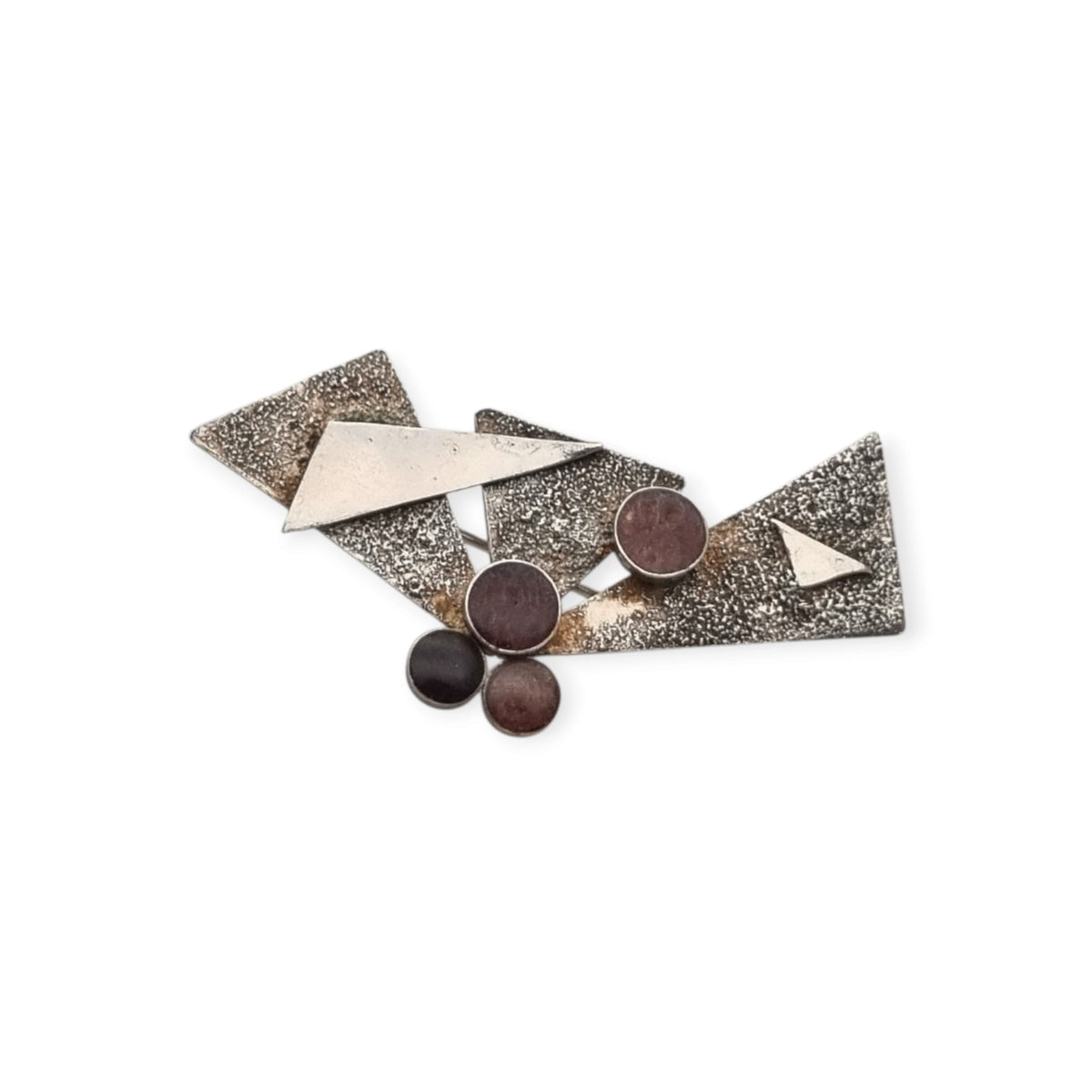 Broche vintage en plata sterling de modernismo geométrico, segunda mitad del siglo XX