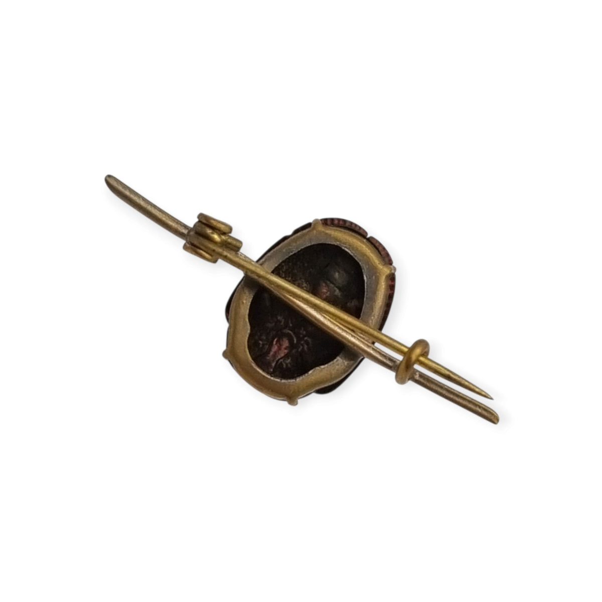 Broche antiguo victoriano Revival Egipcio con escarabajo real en metal dorado, ca. 1880-1905