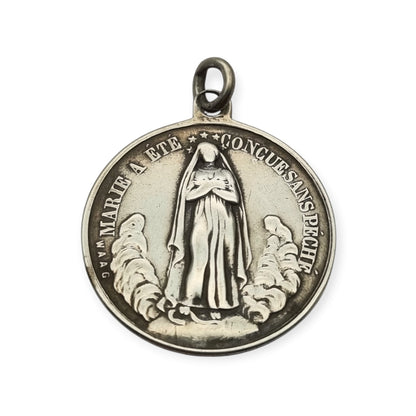 French silver medal of the Immaculate Conception and Sacred Heart, signed Waag, ca. 1880-1905
